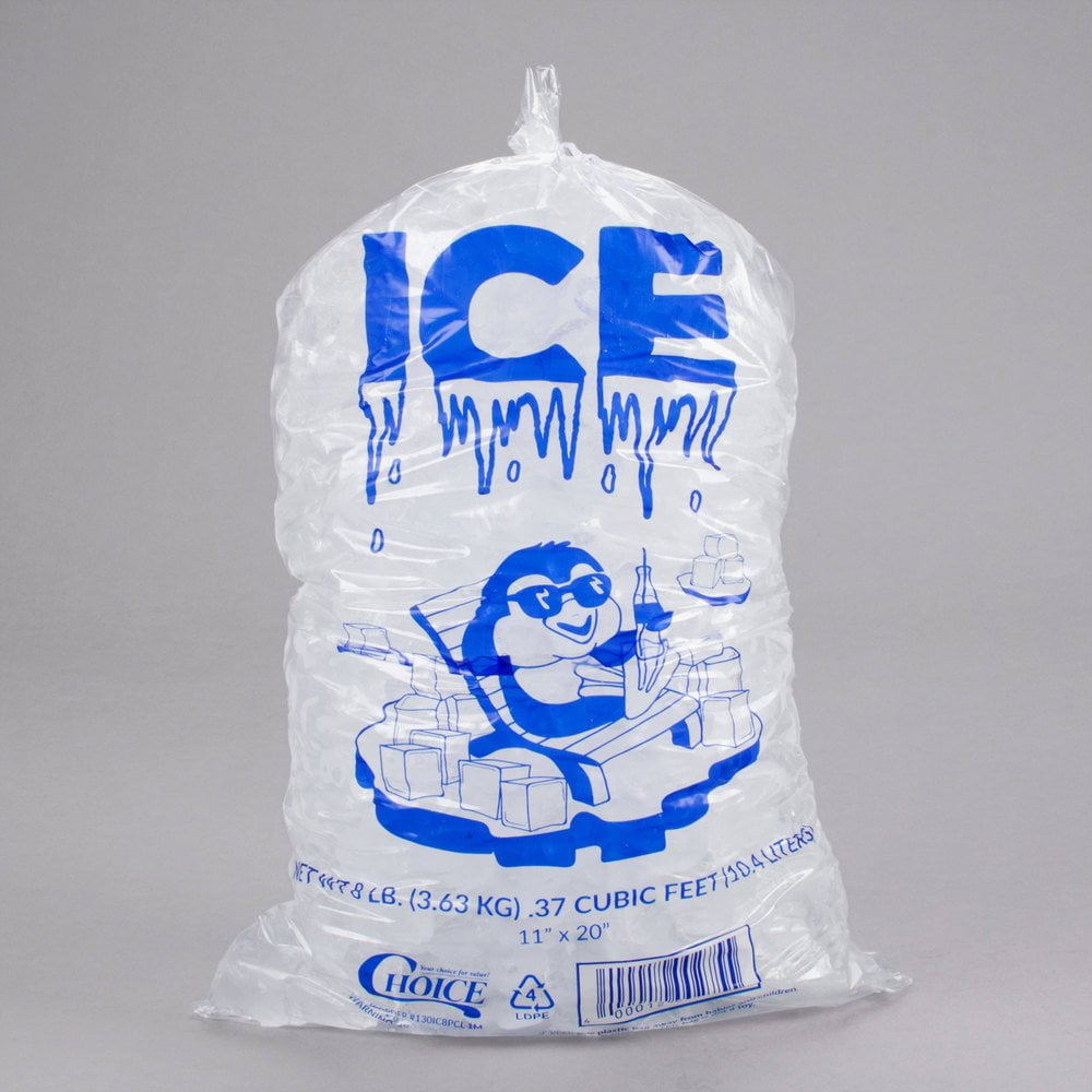 7lbs BPA Free FDA Approved Clear Plastic Ice Bags 1.5 mil With Twist Tie 