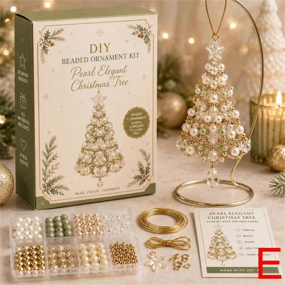 Uemqzd 2027 Upgraded DIY Beaded Christmas Tree Kit, Handmade Mini Desk Xmas Bead Art, 3D Crystal Bead Christmas Tree Making Kit, Sparkling Holiday Tabletop Decoration