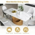 thumbnail image 7 of Modern Dining Table,71" Antique White Marble Sintered Stone Table Top,Rectangle Dining Room Table with Unique U-Shape Gold Carbon Steel Pedestal Table for Kitchen/Living Room(Table Only), 7 of 7