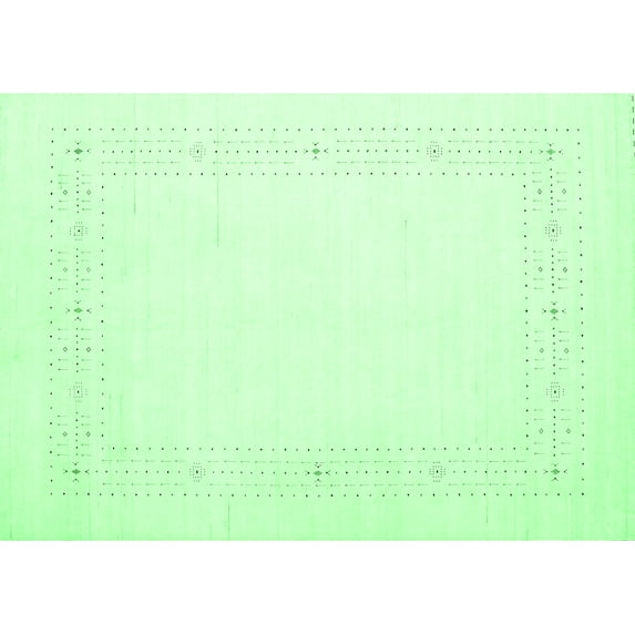 Ahgly Company Indoor Rectangle Solid Emerald Green Modern Area Rugs, 2' x 4'