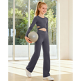 thumbnail image 7 of G4Free EverGoing Girls Wide Leg Pants High Waist Cross Waistband Sweatpants with 2 Pockets 6-12 Years School Sport, 7 of 7