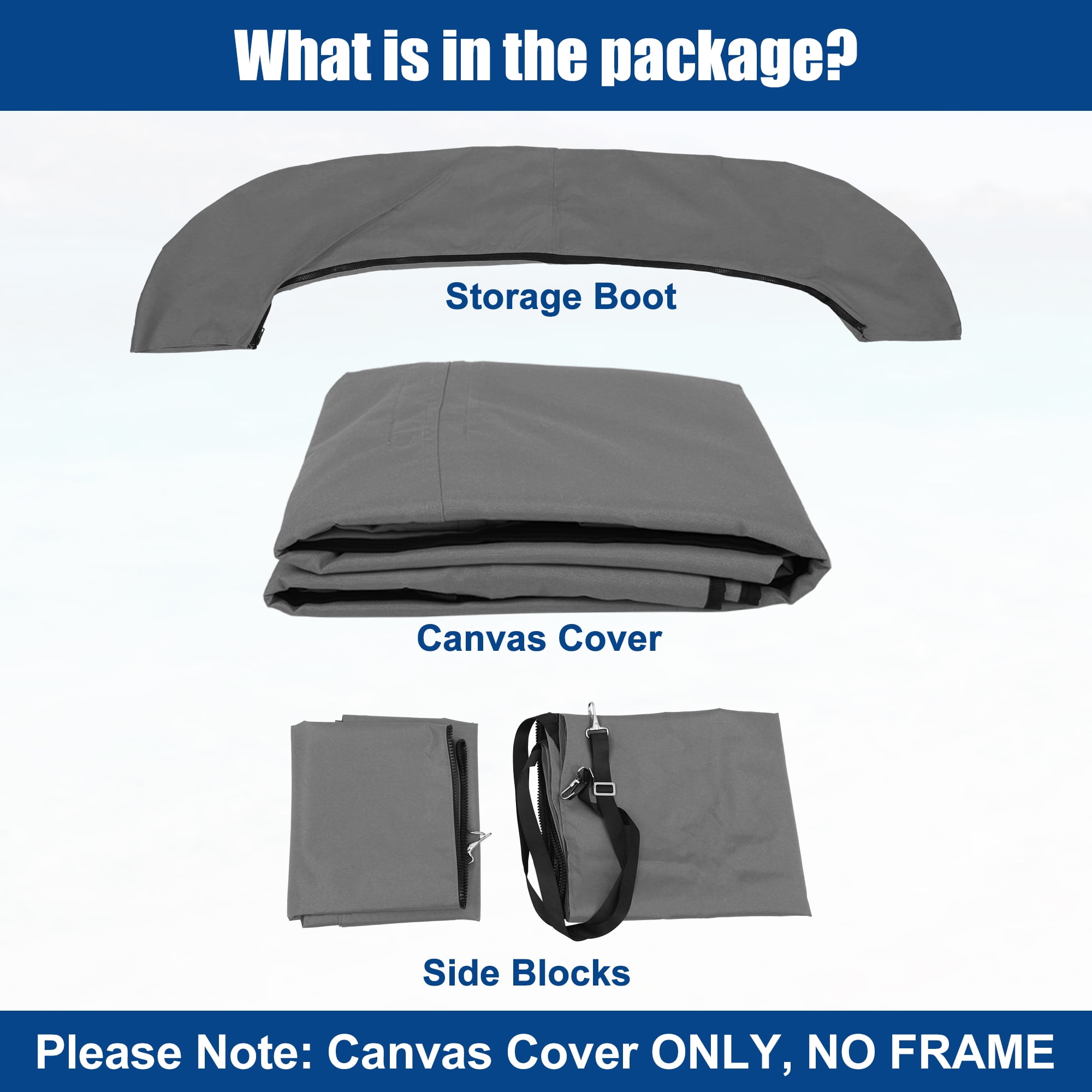 Unique Bargains 4Bow 8'Lx54"Hx91"-96"W Bimini Top Canvas