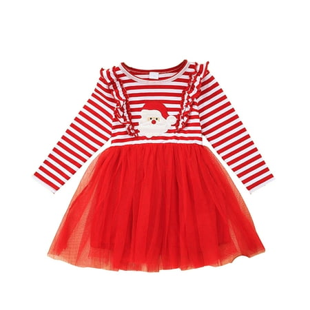 

DNDKILG Baby Toddler Girls Long Sleeve Sundress Spring Dresses Christmas Dress Red 18M-6Y 110