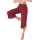thumbnail image 4 of Pantalones de Yoga de Pierna Ancha INSPIRE CHIC para Mujeres con Bolsillos, Pantalones Cortos Casual de Entrenamiento XL Rojo Vino, 4 of 6