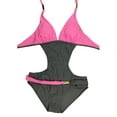 thumbnail image 1 of Women Splice Color Swimsuit Summer Beach Party Swimming Strap Swimwear, 1 of 7
