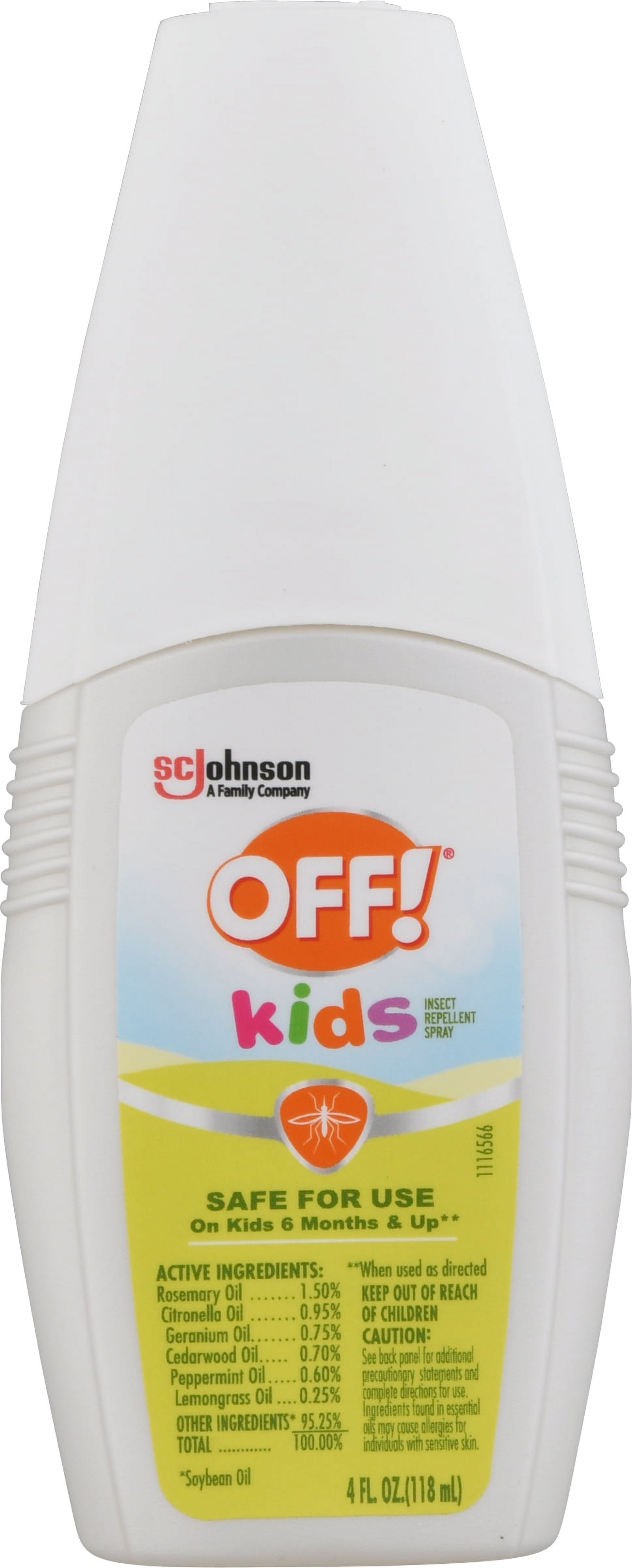 OFF! Kids Mosquito Spray, 100% Plant Based Oils, Non-Greasy Childrens Bug Repellent, 4 oz