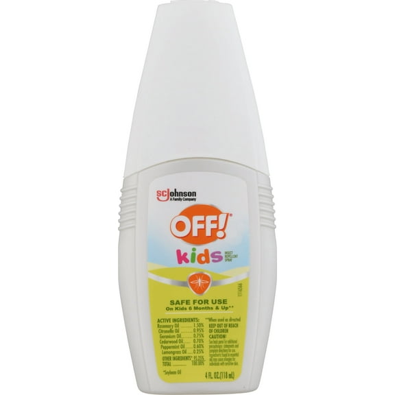 OFF! Kids Mosquito Spray, 100% Plant Based Oils, Non-Greasy Childrens Bug Repellent, 4 oz