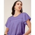 thumbnail image 3 of Moomaya Womens Solid Tunic Top Round Neck Flutter Sleeves Casual Summer Top, 3 of 9