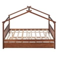 thumbnail image 4 of Bellemave Full Size House Bed with Trundle for Kids, Wood Platform Bed Frame with House Shape Roof for Kids, Teens, Girls & Boys (Walnut), 4 of 10