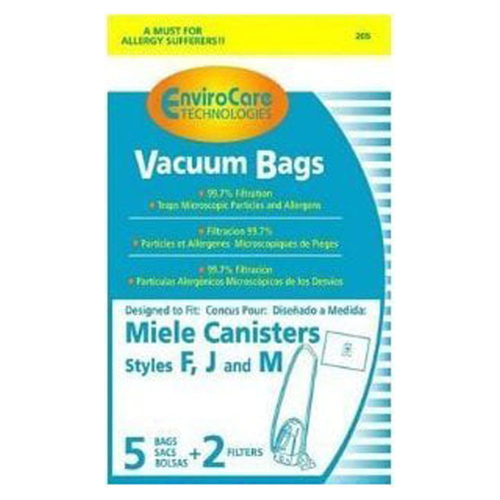 Envirocare Miele FJM Micro Allergen Vacuum Bags - 5 Bags & 2 Filters Replacement For Miele Vacuums