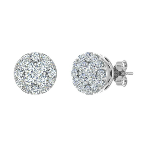 3/4 Carat Cluster Diamond Stud Earrings in 10K White Gold