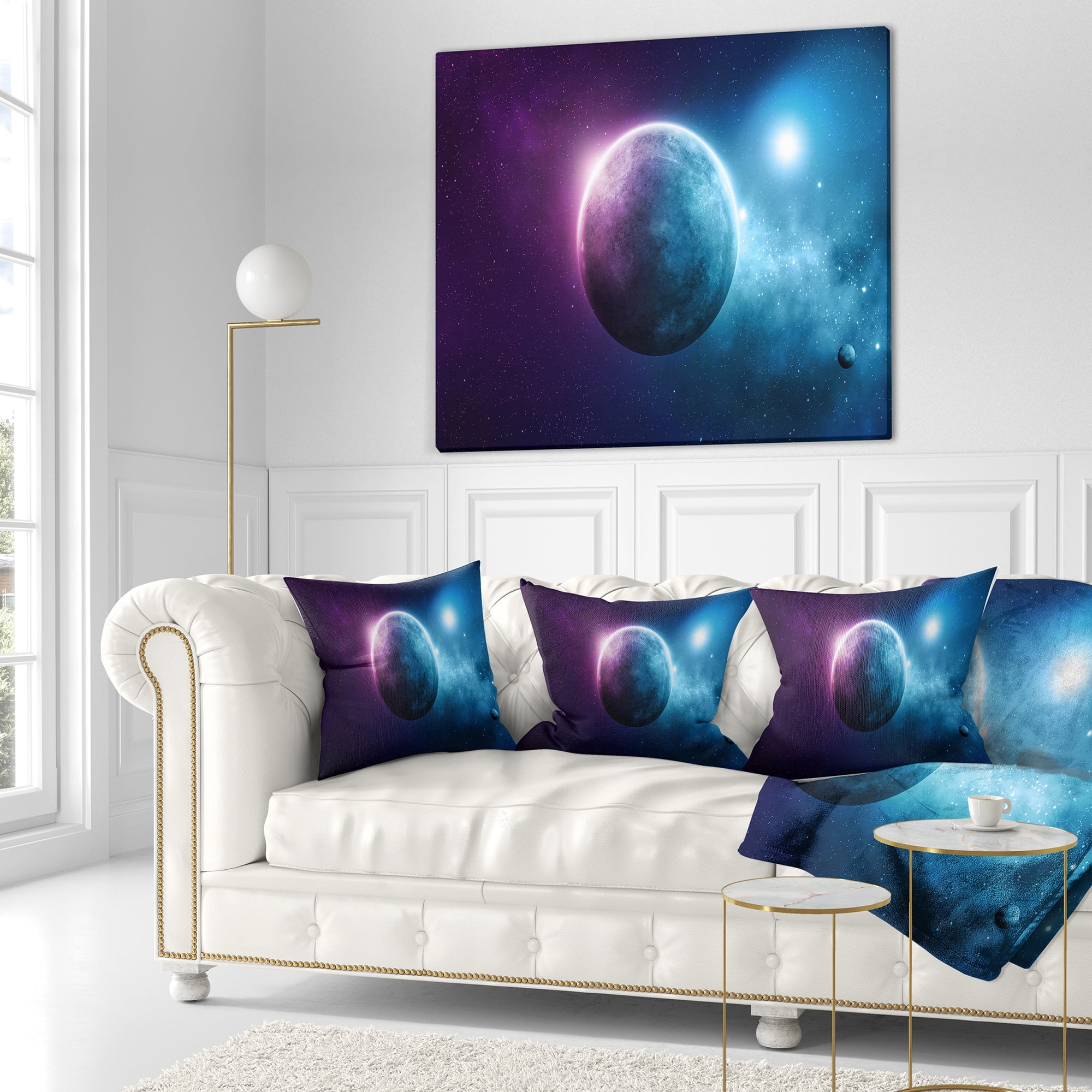 Designart Deep Space Planet - Space Throw Pillow - 16x16