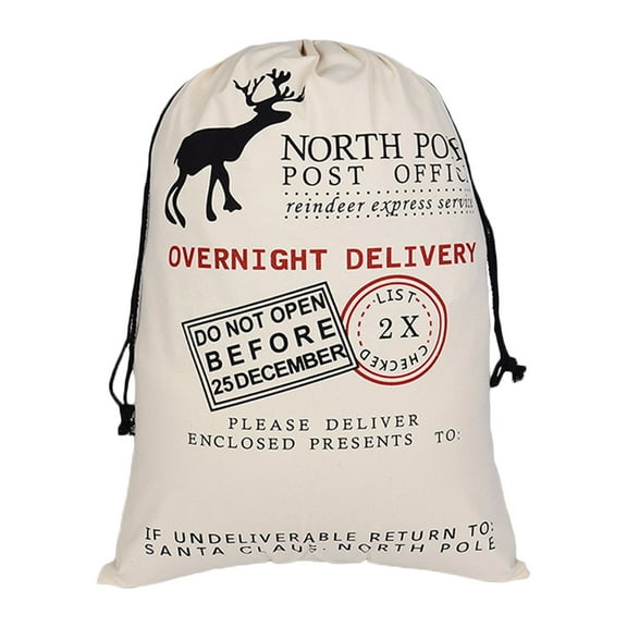 Canvas Christmas Gift Bag - " Christmas Santa Sacks Canvas Bags For Holiday "