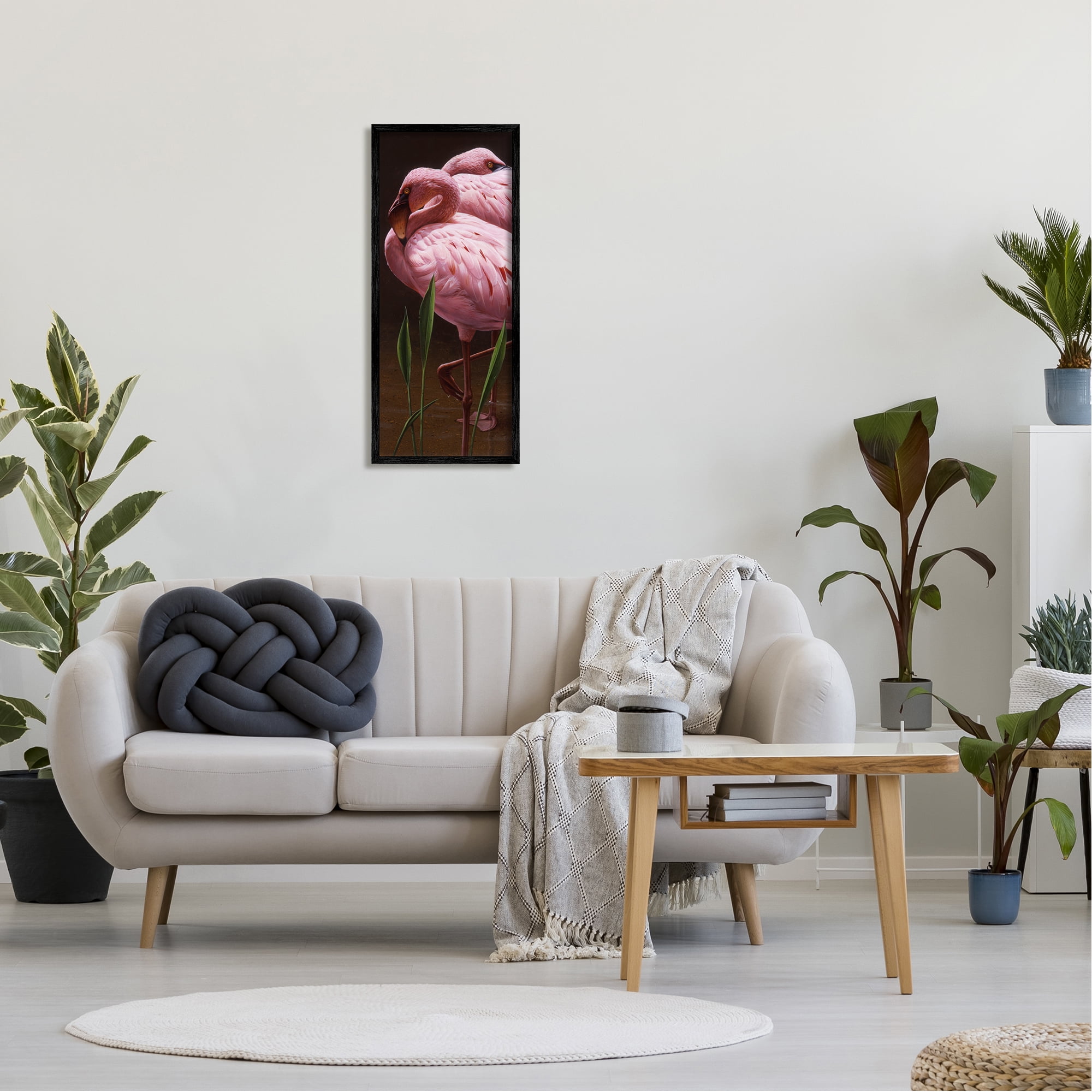 Stupell Industries Two Flamingos Pond Nature Animals & Insects Painting Black Framed Art Print Wall Art