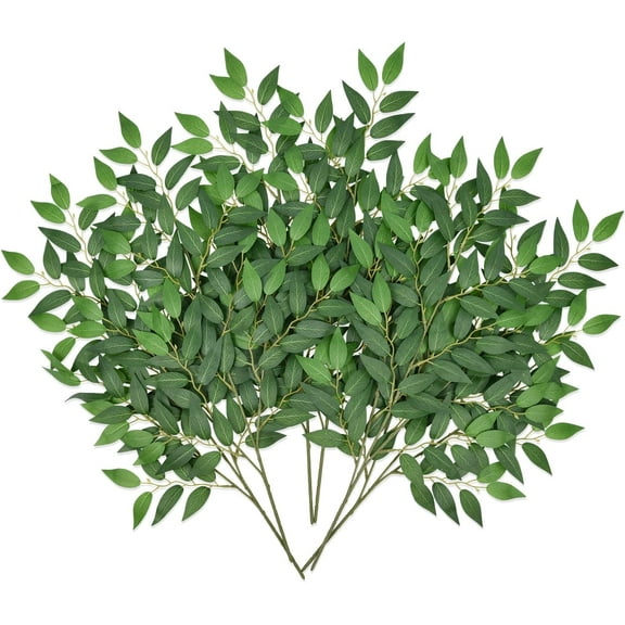 26inch Italian Ruscus Greenery Stems, 18 Pack Artificial Green Leaf Garland Vines Hanging Spray for DIY Wedding Arch Bouquet Filler Table Centerpieces Home Decor