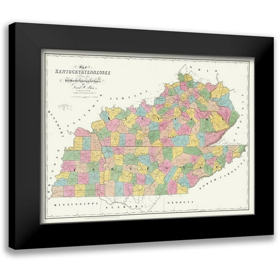 Burr 14x11 Black Modern Framed Museum Art Print Titled - Kentucky, Tennessee - Burr 1839