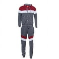 thumbnail image 2 of Men's Jogger 2-Piece Set Tri-Color Zip Long Sleeve & Drawstring Pant Tracksuit, Blue Red, XL, 2 of 3