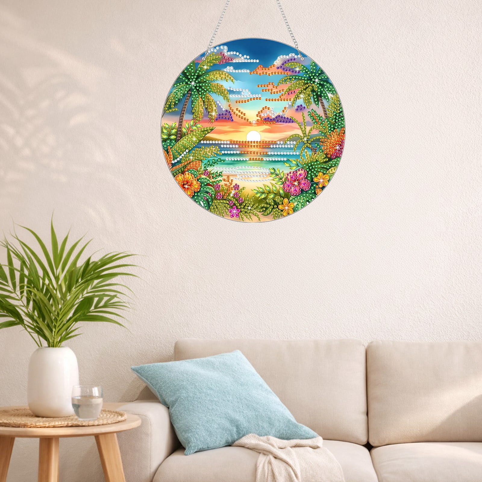 FLOPESN 2PCS DIY Diamond Art Kits,Spring Painting Sea Style, 8.27*8.27in Diamond Painting Pendant, Creative Design Wall Decor