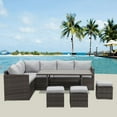 Superjoe 7 Piece Outdoor Conversation Set All Weather Wicker Sectional