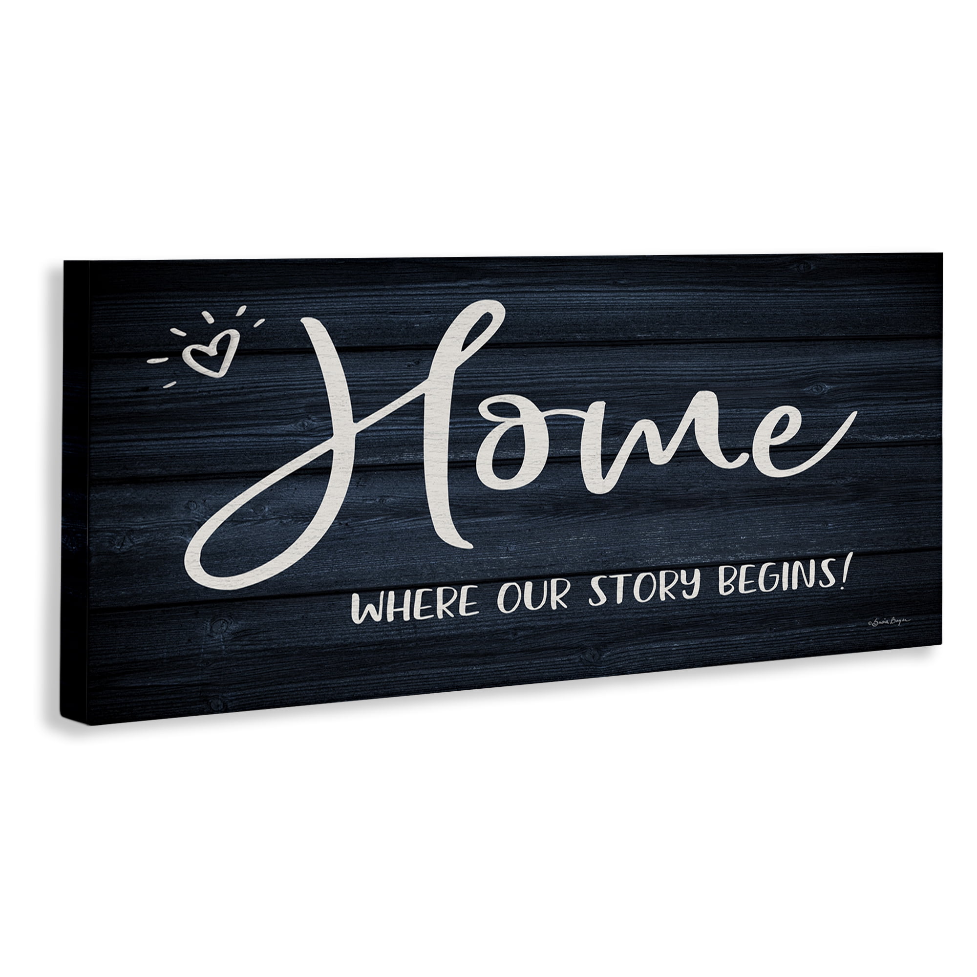 Stupell Industries Where Our Story Begins Typography Painting Gallery Wrapped Canvas Art Print Wall Art, 24 x 10
