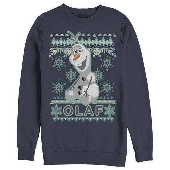 Men's Frozen Ugly Christmas Olaf Sweatshirt Navy Blue X Large