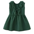 thumbnail image 4 of MEZZALL Toddler Summer New Dress For Baby Girls Solid Color Sleeveless Ruffle Neckline Dress With Bowknot And Pleated Open Back Design., 18-24 Months, 4 of 4