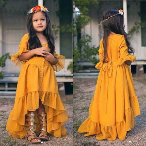 pared cazar cascada Toddler Baby Girls Boho Ruffle Half Sleeve Princess Dress Party Sundress  1-5T - Walmart.com