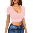 thumbnail image 1 of T-shirts pour Femmes, Solide, Aguichant, Hot Girl, Col Carré, Ajusté, T-Shirt, Haut Décontracté, Femmes, RD2 m, 1 of 4