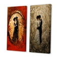 thumbnail image 3 of Designart "Retro Lovers Celebrating Eternal Love V" Couple Wall Art Set Of 2 - Glam Black Gallery Wall Set For Home Decor, 3 of 6