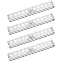 VyanLight Motion Sensor LED Light Bar, 10 LED Battery-Operated Magnetic Night Light, Stick-On Design for Closet, Cabinet, Stairway, Kitchen, 4 Pack