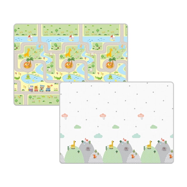 Lizilangalay Tapis Pliant pour Bébé, Tapis de Rampement Portable Extra Grand Épaissi, Réversible Imperméable Portable Double Face pour Enfants Bébé Tout-Petit Usage Extérieur Ou Intérieur Non Toxique