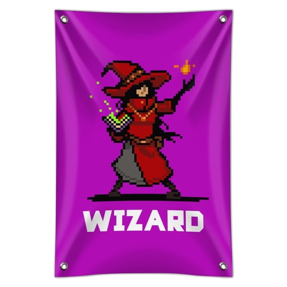 8-Bit Pixel Retro Wizard Mage Caster Games RPG  Home Business Office Sign