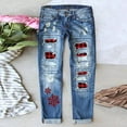 thumbnail image 2 of NMMUED Christmas Jeans Straight Leg Jeans for Women Patterned Jeans for Women Christmas Gifts for Women Skinny Jeans for Women Christmas Pants for Women Christmas Costumes for Women Light Blue XL, 2 of 3