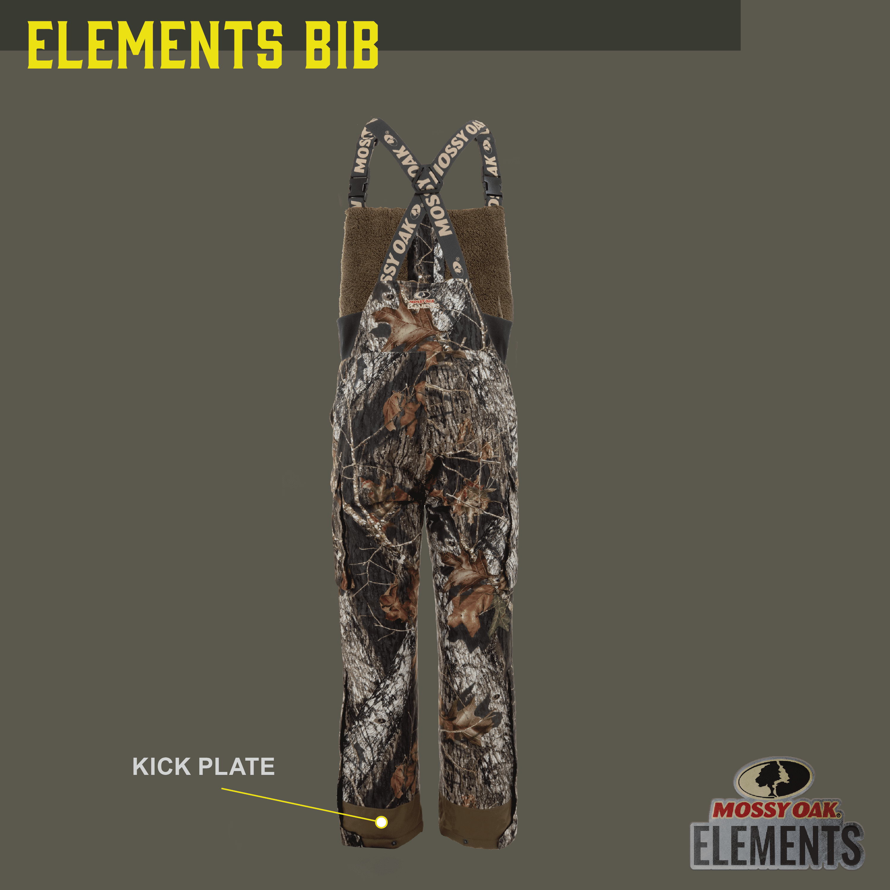 Mossy Oak Elements Men's Sherpa Lined Waterproof Hunting Bib, Mossy Oak New Breakup, Size 3X-Large