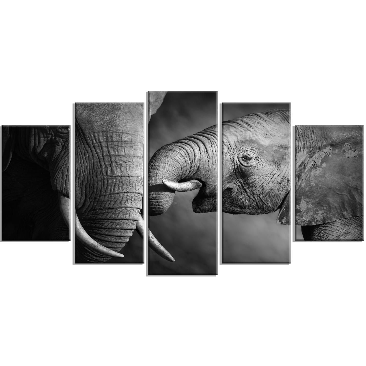 Design Art Éléphants Montrant L’Affection Art Sur Toile