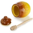 thumbnail image 4 of HAHADAXA Set of 2 Ceramic Honey Pot with Wood Dipper and Lid, 11.8 Oz Yellow Honey Jar Bee Embossed Honey Storage Container for Kitchen, Decoration, Coffee/Tea Bar, 4 of 7