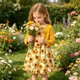 thumbnail image 2 of Lanbubble Toddler Girls Dresses with Ruffle Cardigan, 2‑Piece Fall Outfits for 3‑7T, 2 of 10