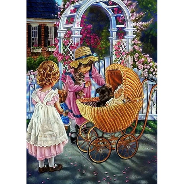 Taladro Diamond Painting (DE9459) DIY 5D Full Round Kit Happy Childhood Drawing (B709) 40x50cm FLhrweasw Nuevo