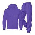 thumbnail image 6 of Hearthz Fleece Zip Up Sweatsuits for Men 2 Piece Tracksuit Oversized Hoodie Jacket Sweatsuits Pants Fall Winter Warm Athletic Mens Track Suits 2 Piece Set Purple XL, 6 of 8