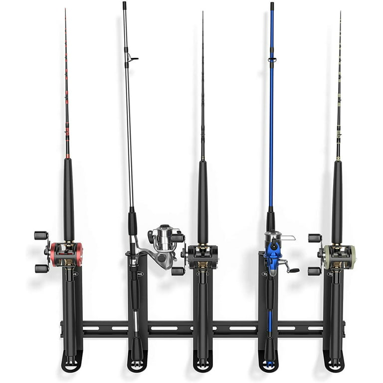 Koova Wall Mount Fishing Rod Holders & Reel Storage | Sturdy Fishing Pole  Holders | Steel Rack Fishing Organizers and Storage | Fishing Pole Rack for