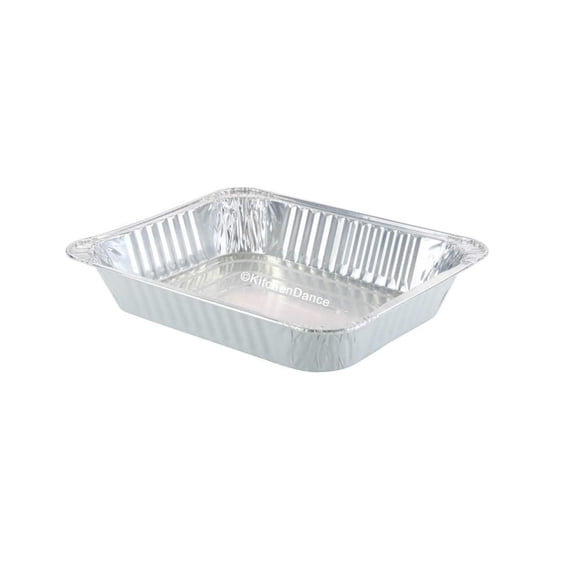 KitchenDance Disposable Colored Aluminum Half Size Steam Table Pans with Lids - Rectangular Baking Pan for Hotels and Restaurants, Heavy Duty Pans for Baking, Preparing Food, 53900 (25, White)