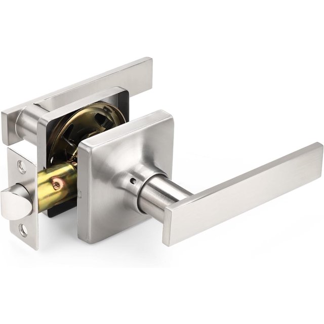 Satin Nickel Passage Door Handles Interior Brushed Nickel Door Handles Indoor Keyless Non-Locking Lever Set for Hallway or Closet Doors Reversible for Right/Left Handed Door