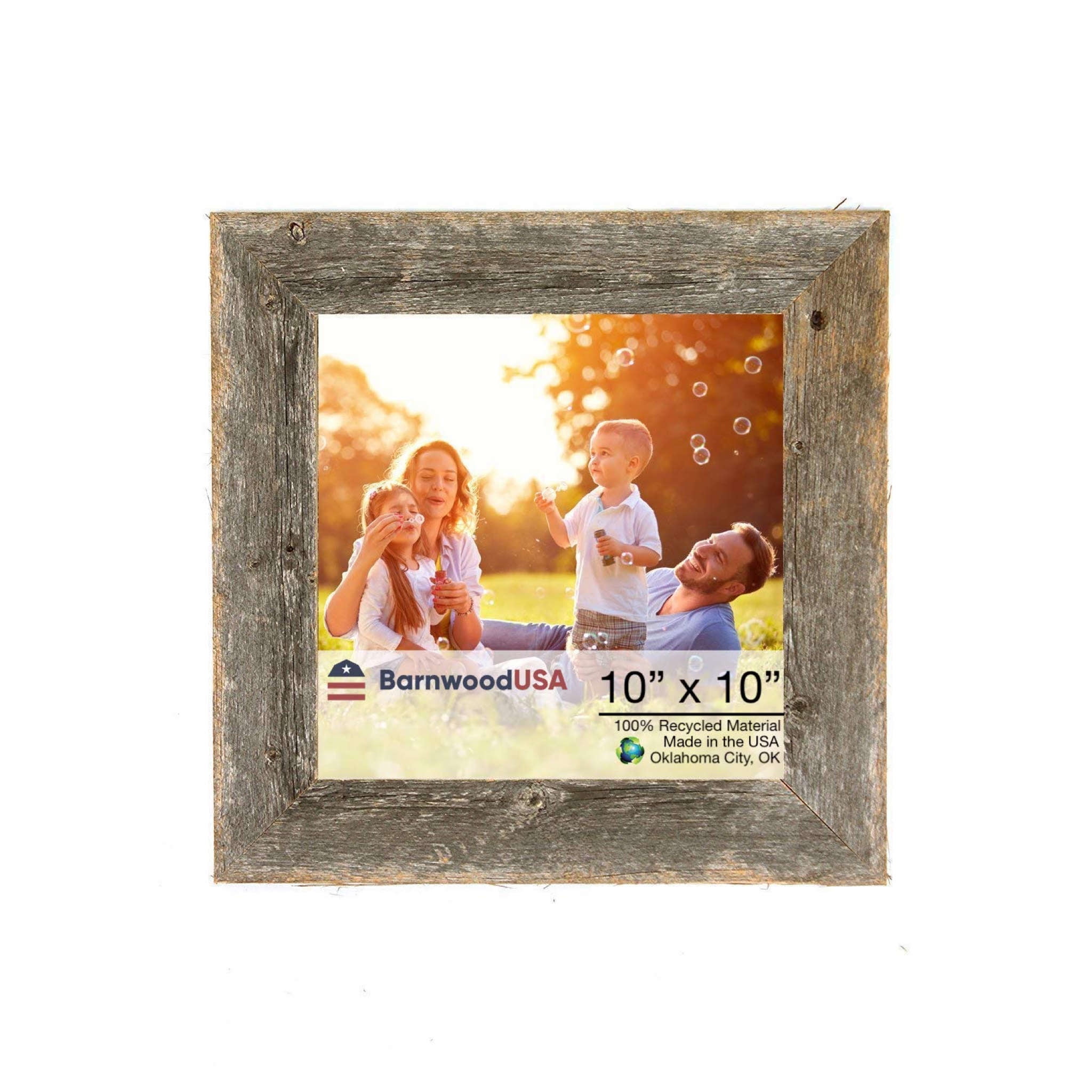 Rustic Farmhouse 10 in. x 10 in. Weathered Gray Reclaimed Wood Picture