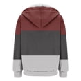 thumbnail image 4 of Hoodies for Women New Comfortable And Fashionable Color Block Printed Zipper Top Hooded Sweater Petite Medium Sweatshirt Women Hoodie Sweatshirt Crop Top Coat Sports Pullover Tops Red M, 4 of 5