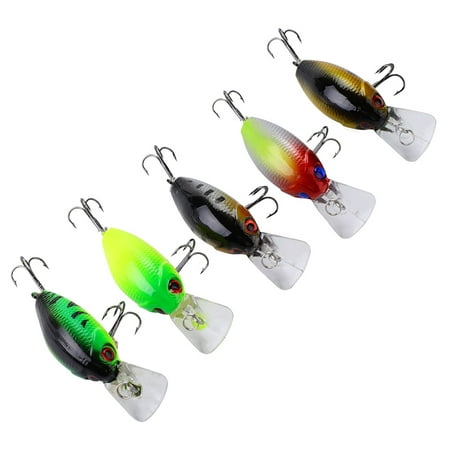 Yosoo 5 Pcs/Set Fishing Lures Life-like Fishing Hard Baits 3D Fishing Eyes Crankbait Set Topwater Fish Lure with Hooks for Bass Trout Freshwater and (The Best Freshwater Fish)