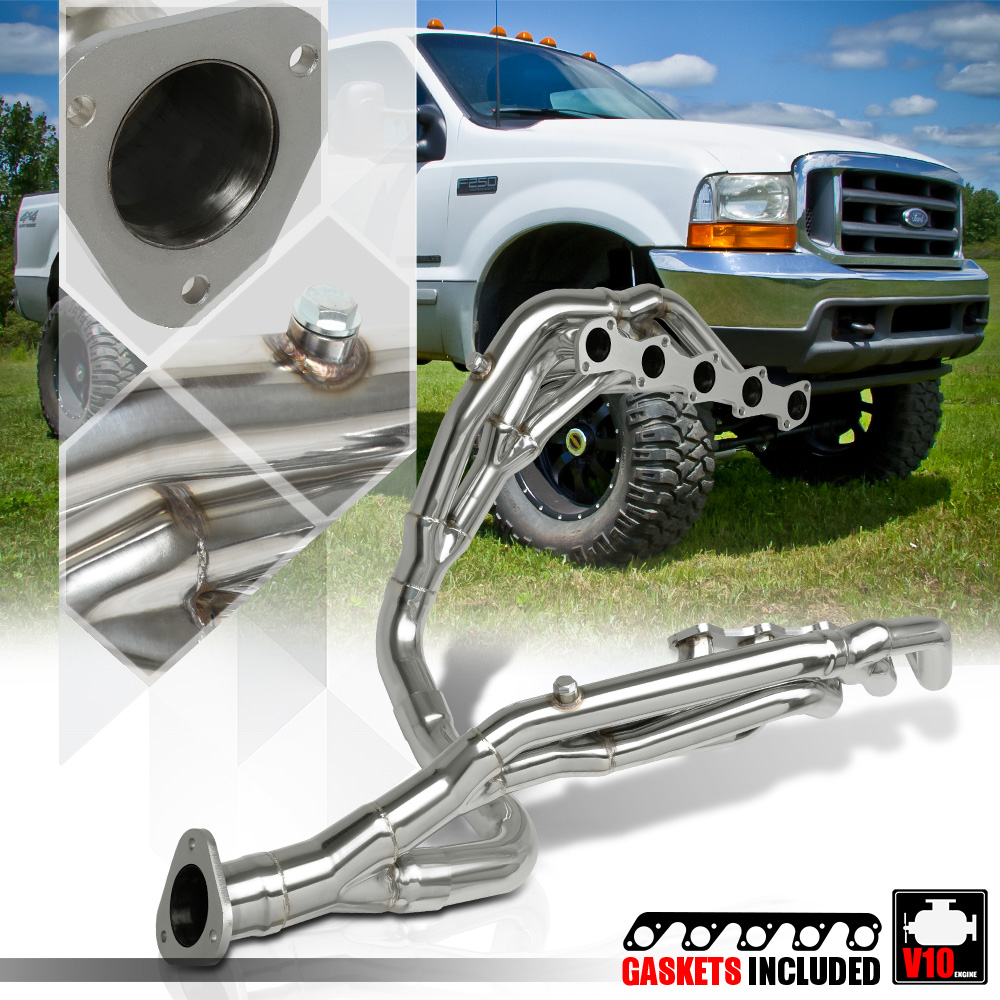 SS Long Tube Exhaust Header Manifold w/Ypipe for 9904 F250/F350 SD 6.