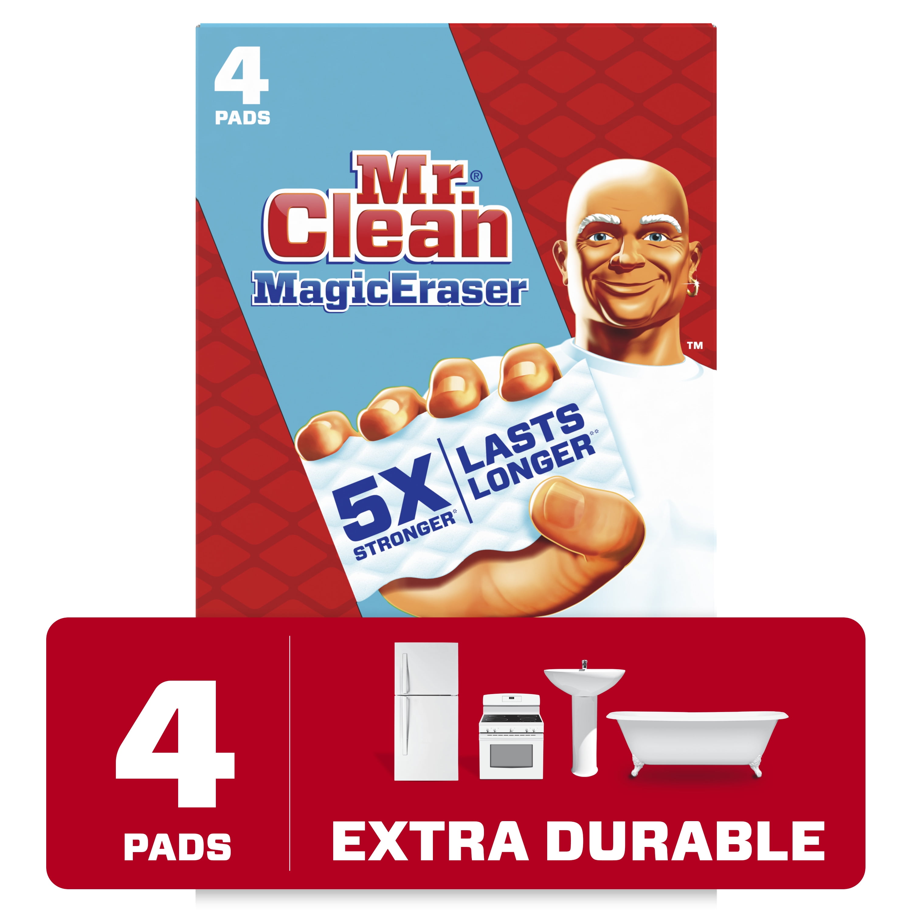 Mr. Clean Magic Eraser Extra Durable, Cleaning Pad with Durafoam, 4 Ct