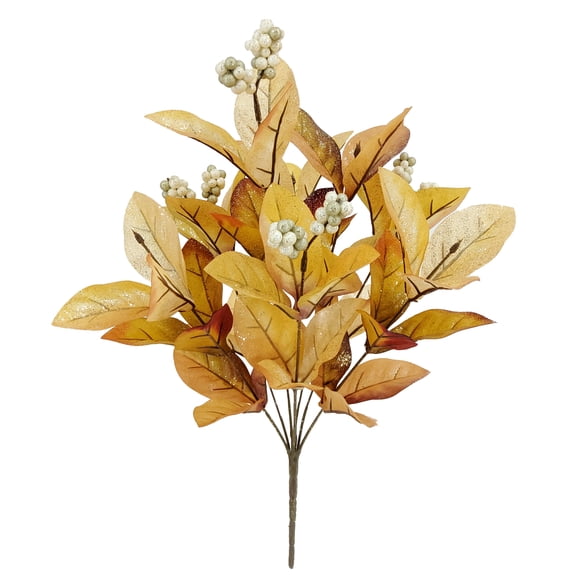 Mainstays Indoor 19 inch Artificial Magnolia Leaf Bush, Brown Color