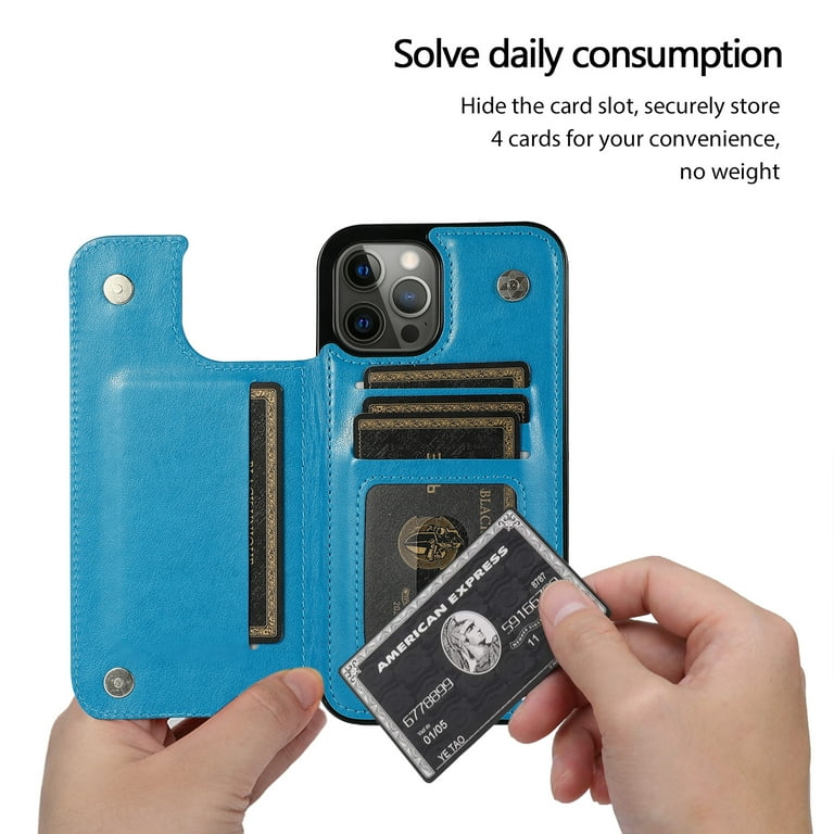 DEENAKIN IPhone 16 Pro Wallet Case – Leather With Card Holder, Cash Clip, RFID Blocking & Kickstand (Floral Art)