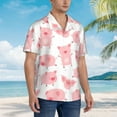 thumbnail image 3 of Honeii Kawaii Pigs Print Men’s Hawaiian Shirt,Classic Button-Down Short Sleeve Shirt, for Beach, Vacation, and Outdoor Activities,Small, 3 of 7